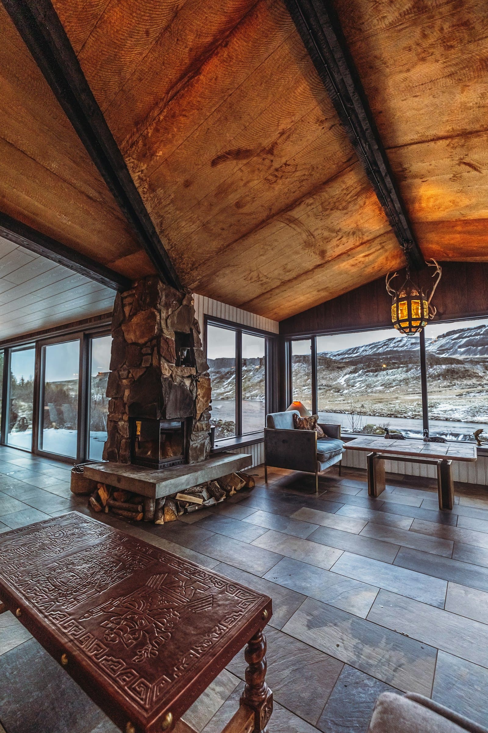 Architectural stone and timber detail
